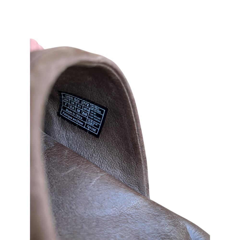 UGG Tan Suede Wooden Heel Clogs Boho Cozy Fall Comfort Shoes Size 7 - Picture 9 of 10